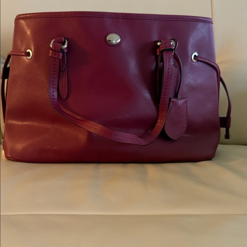 Coach Burgundy Leather Carryall Tote Bag